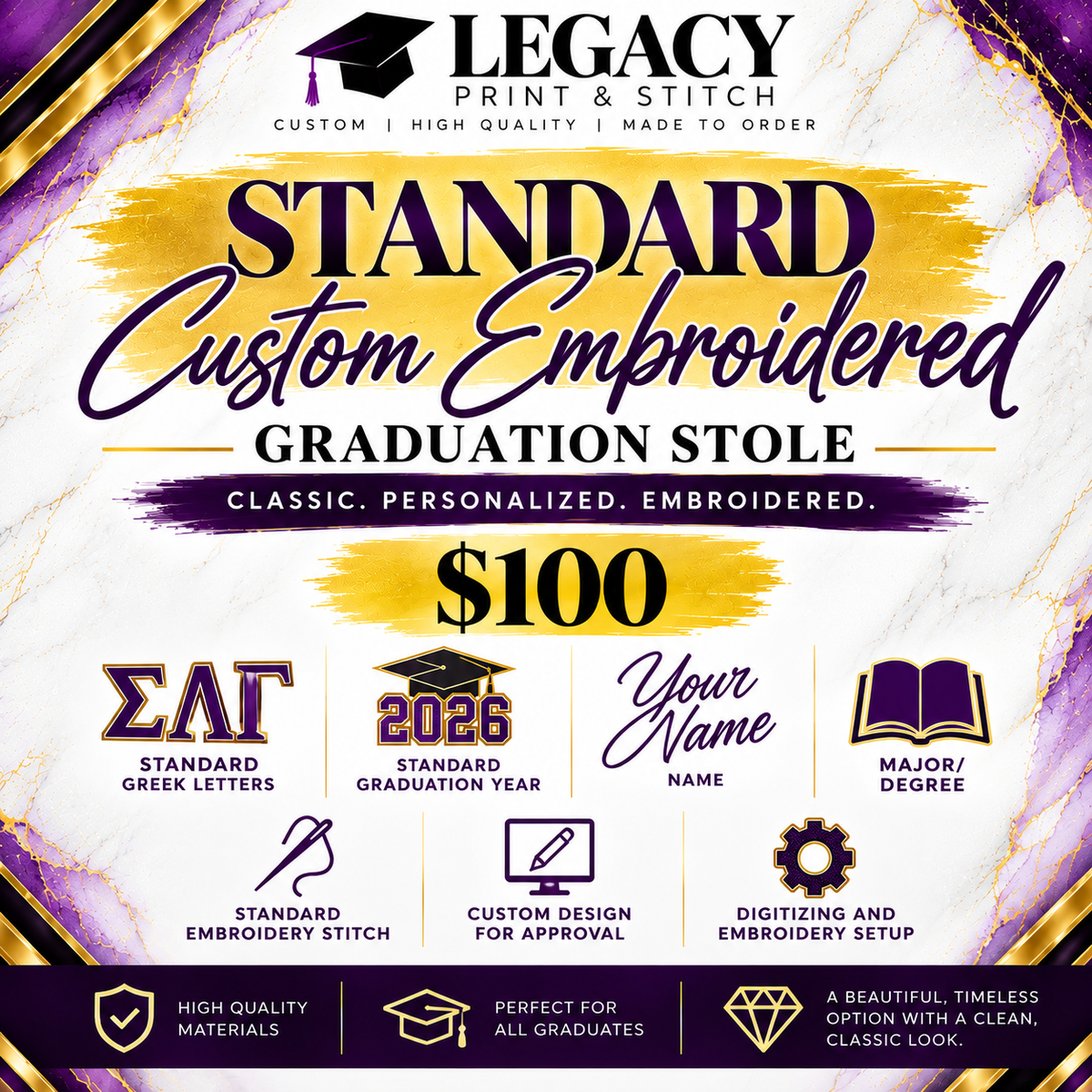 Legacy Embroidered Stole