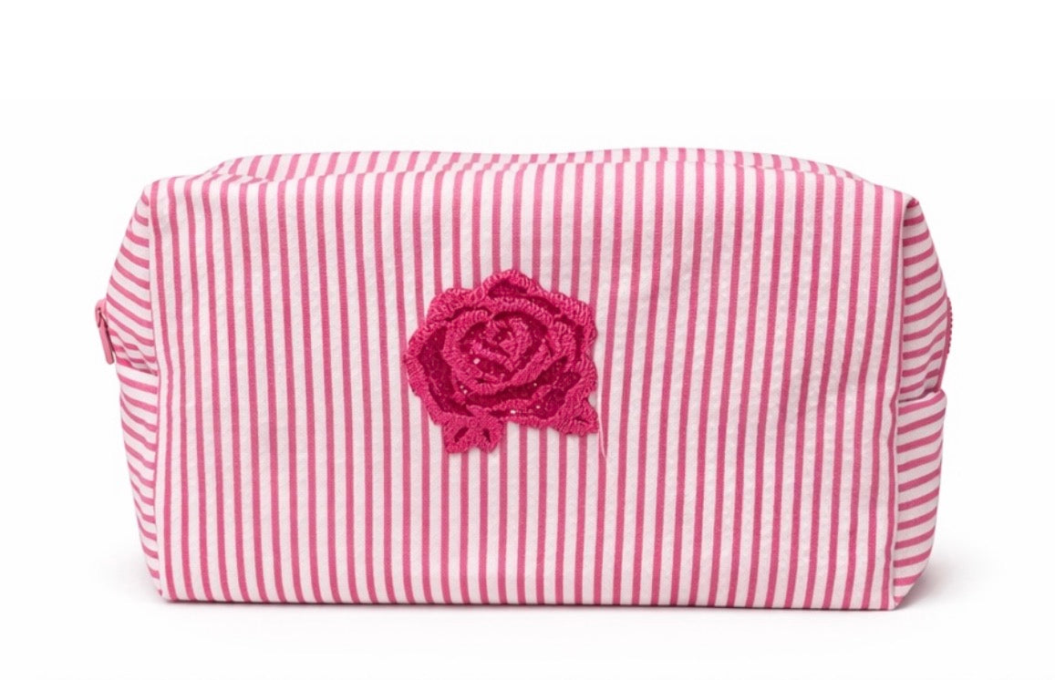 Rose Seersucker Cosmetic Bag
