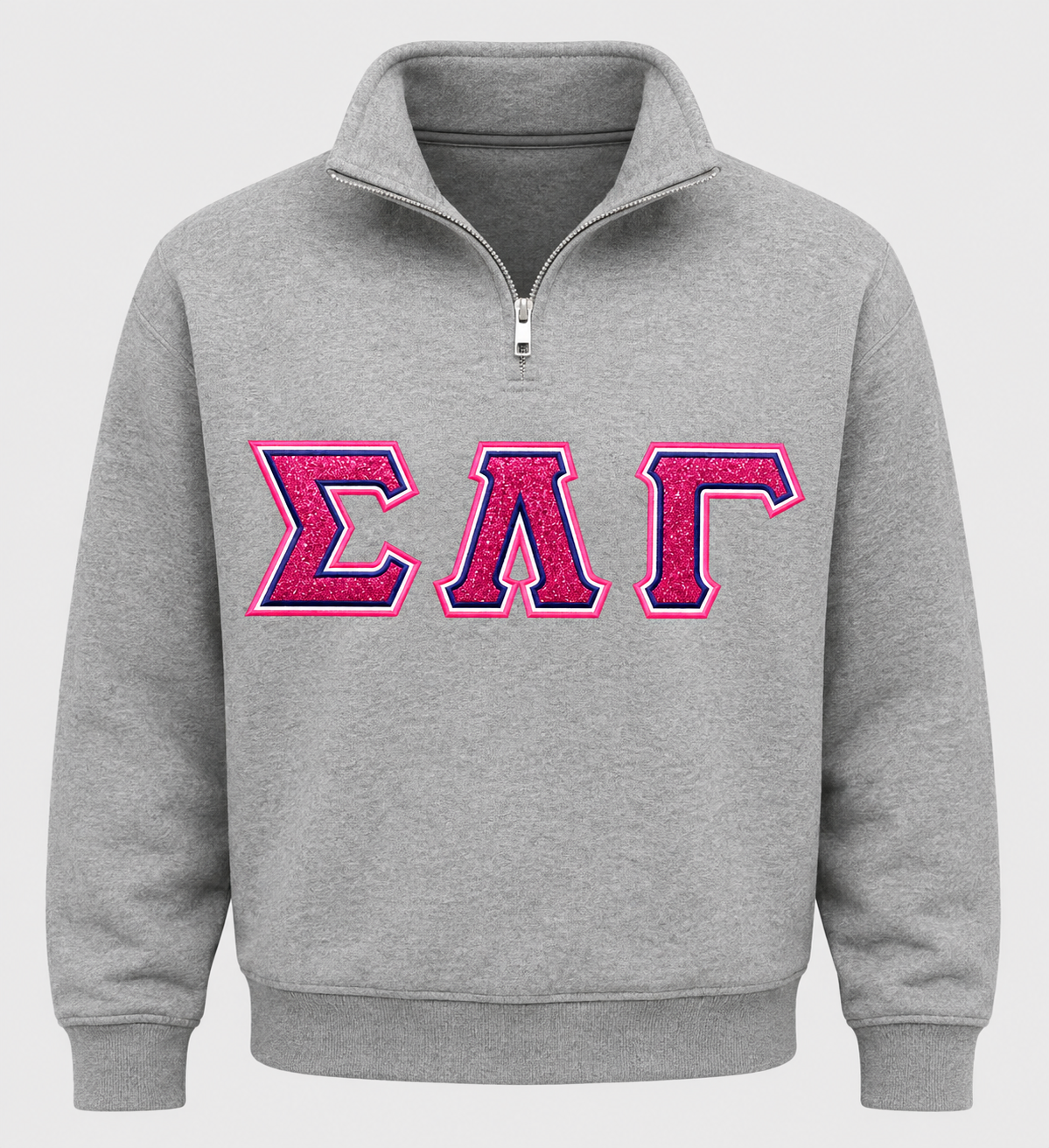 Grey Glitter SLG Quarter Zip