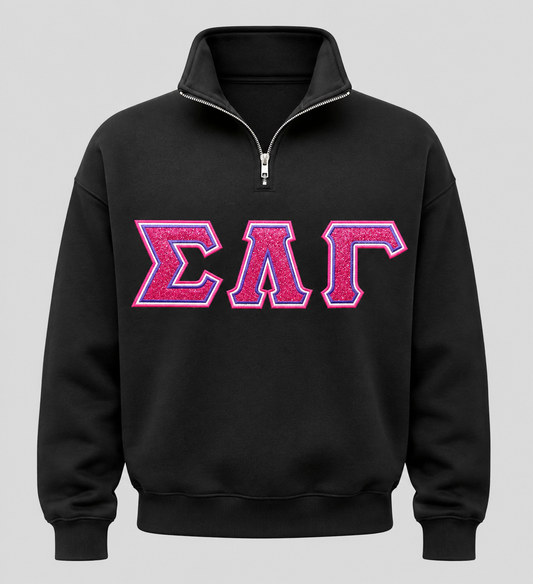 Black Glitter SLG Quarter Zip