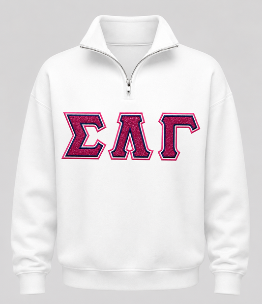 White Glitter SLG Quarter Zip